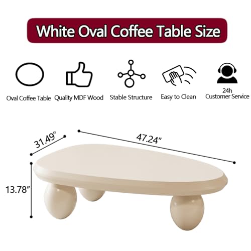 Table basse blanche ovale moderne ronde sans angle pour enfants - 3