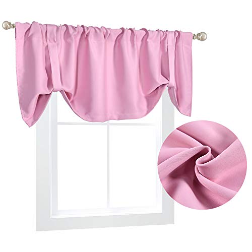 Decovsun Pink Blackout Valance For Windows Treatments 18 Inch Length Girls Bedroom Valance Rod Pocket Top Tie-Up Short Adjustable Valance For Baby Nursery 52”X18” Unicorn Room Decor #TOP1
