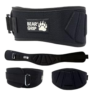 BEAR GRIP BLACK Weight Lifting Neoprene Curved Gym Belt Back Lumbar Support Fitness Exercise Bodybuilding