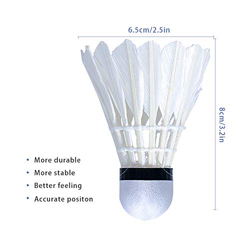 KANOSON Badminton Shuttlecocks 12 Pcs, White Fast Feather Shuttlecocks Balls with Stability & Durability, High Speed Feather Badminton Shuttle Idea for Indoor Outdoor Game - Image 3