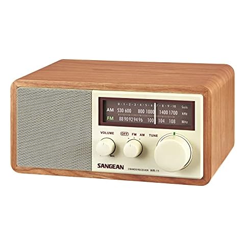 Sangean WR-11 Wood Cabinet AM/FM Table Top Analog Radio Wooden Cover