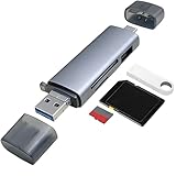 SD Kartenleser USB C, 6 in 1 Kartenlesegerät USB3.0, Unterstützt SD, TF, SDHC, SDXC, MicroSD, MMC – Kompatibel mit Phone 16/15, MacBook Pro/Air, Smartphone, Kamera usw