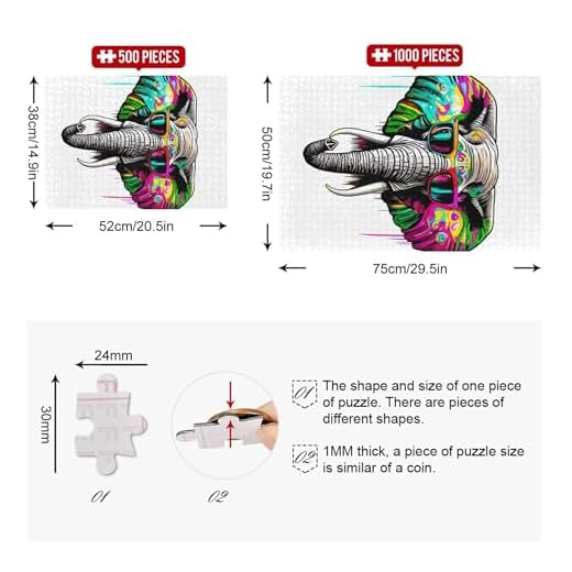 Colorful Elephant Art 1000 Piece Puzzle