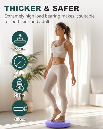 Image of Trideer Wobble Cushion Core Balance Disc, Flexible Seating for Classroom Elementary, Wiggle Seat for Sensory Kids, Balance Pad with Inflation Pump