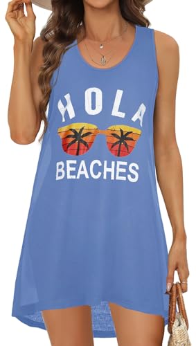 Image of elescat Womens Swimsuit Cover Up Summer Sleeveless T Shirt Beach Dress Tank Bikini Coverups 2026