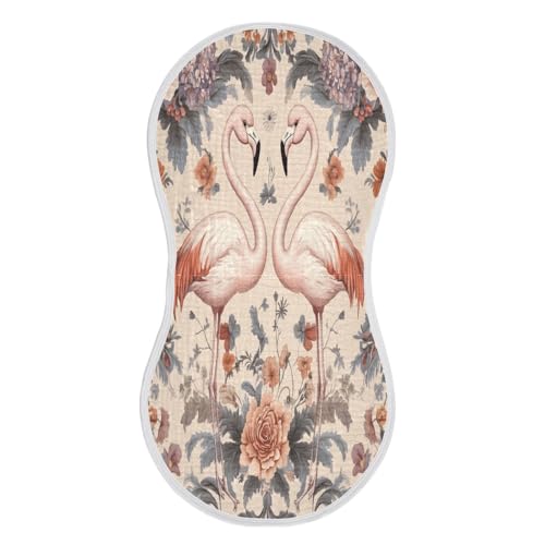 Floral Flamingo Beige Baby Burp Cloths Muslin Burp Cloths Soft Burp Cloth Burp Rags Cotton Burp Clothes Absorbent for Boy Newborn Girl Unisex 1 Pack 22x11 Inches