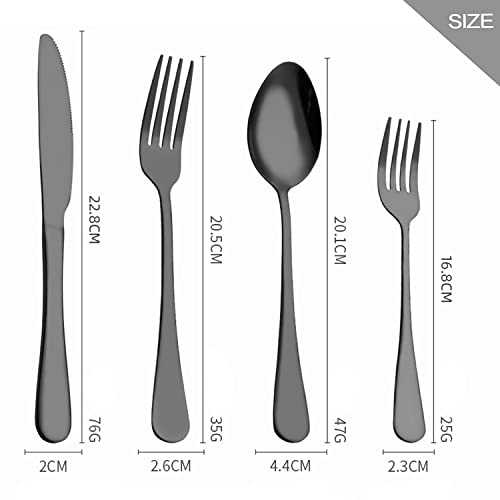 16 Piece Cutlery Set Black Cutlery Set Suitable for 4 People Stainless