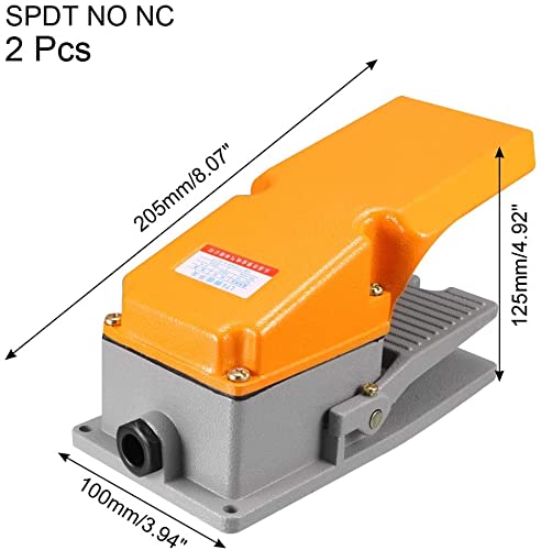 XYWHPGV Industrial Electric Foot Switch Non-slip Momentary SPDT NO NC 380V 15A With Cover, Aluminum Housing 2pcs(0768a 9a86b 37ff2 2393b 6143e 0d342
