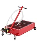 EliteEdge 20GAL Oil Drain Pan with Electric Pump, 12V Oil Change Pan Metal with 8FT Hose & Folding Handle for Cars, SUVs, Trucks, Buses, RVs, Red