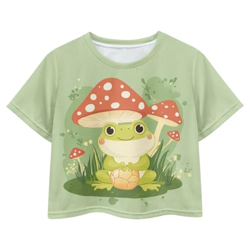 Image of Girls Fashion Crewneck Tee Shirts Casual Short Sleeve Crop Top Summer Outfits 5-14 Years Old