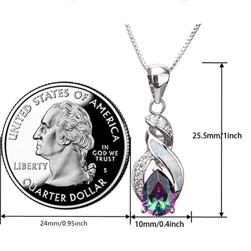 Hermosa Jewelry Sets For Women,18K White Gold Plated Created Opal Pendant Necklace Earrings Hypoallergenic Jewelry Gift For Bridal Bridesmaid thumb #2