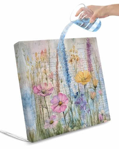 2 Pack Spring Floral Waterproof Cushion Covers with Ties, Outdoor Patio Chaise Lounge Chair Seat Cushion Slip Covers Replacement(Only Cover) Watercolor Summer Botanical Farmhouse Flowers 22