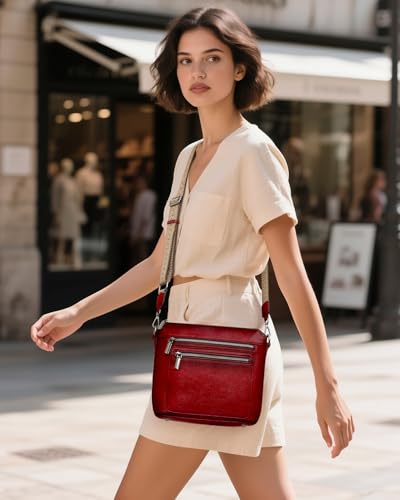 Image of COOLCY Genuine Leather Crossbody Bags for Women Purses and Handbags for Ladies with Multiple Pockets Shoulder Satchel Bag