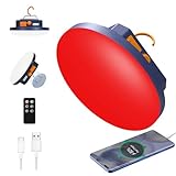 2025 レッドライト 防虫キャンプランプ 10000mAh 充電式 3000LM テント キャンプライト 6500K 24時間再生時間 アウトドア ナイトマーケット 夜釣りランタン (リモート)