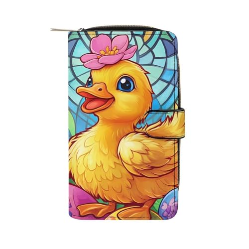 Duck Tulip Flowers Womens PU Leather Wallet Long Purse Clutch Organizer for Office Travel