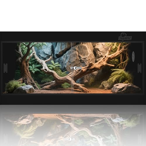 50 Gallon PVC Reptile Enclosure, RepWild 36'x18'x18' Terrarium/Tank with Heavy-Duty Screen Top, Glass Sliding Doors & Lock for Bearded Dragons, Ball Python, Geckos, Lizards