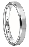 Crownal 4mm 6mm 8mm Titanium Wedding Couple Bands Rings Men Women Matte Brush Center Beveled Edges Engraved 