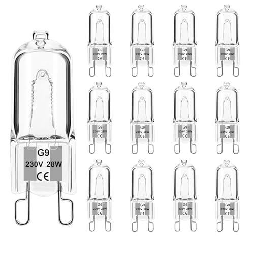 Trubuyware G9 Halogen Bulbs 28W G9 Halogen Light Bulbs Warm White 2700K Capsule Bulb Dimmable 230V for Ceiling Lights Crystal Lamps ChandeliersOvens Microwave Non Flicker 12 Pack