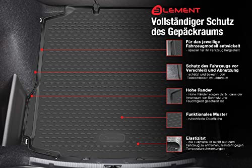 Image of Element Tailored Fit Rubber Boot Liner Protector Mat for Citroen C4 SpaceTourer I 2018- Present, Folded Backseat