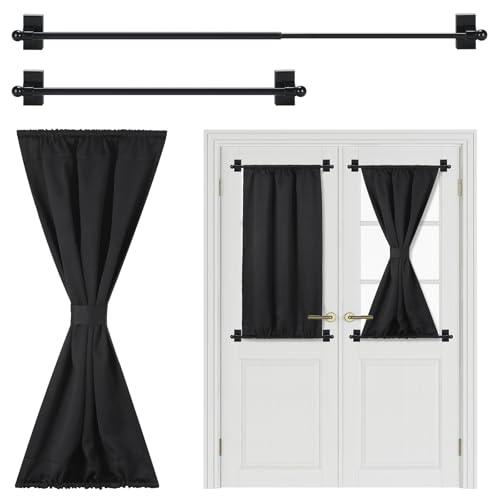 Chunful Blackout French Door Curtains for Privacy Darkening with 2