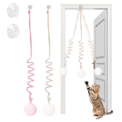 Adiwo Katzenspielzeug Hängende Türrahmen, 2 Stück Selbstbeschäftigung Interaktives Katzenspielzeug Hängendes Plüschspielzeug für Katzen mit...