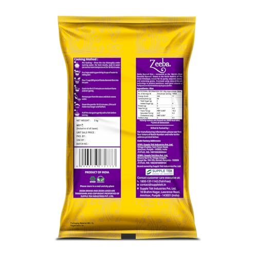 Image of Zeeba Premium Biryani Rice 5 Kg, Chef's Choice, Restaurant Style, Extra Long Grains (Cooked length upto 26mm*)