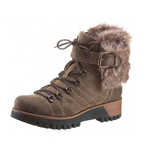 MANAS Damen Schuhe Stiefelette Stiefel Winter Boots Fake Fur Khaki Schuhgröße EUR 40