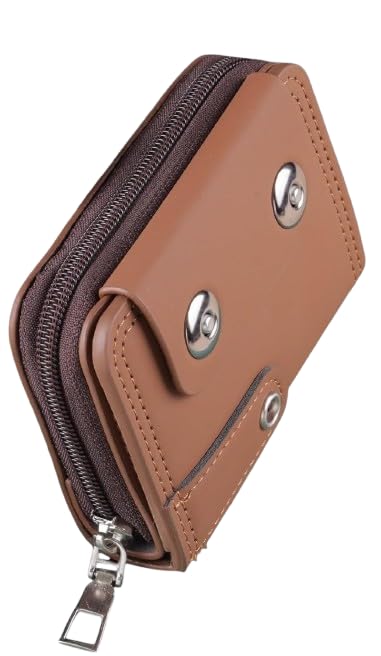 RFID Blocking Card Holder Wallet with Zipper Closure Secure Organizer Wallet with Multiple Card Slots Coin Pocket and Cash Storage for Everyday Carry (Brown)-image-15