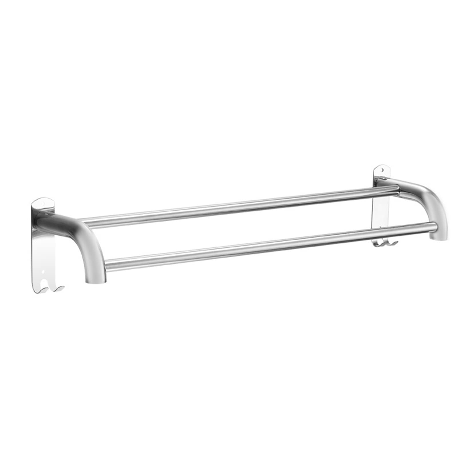 Barre porte-serviettes double couche 60 cm en acier inoxydable sans perçage