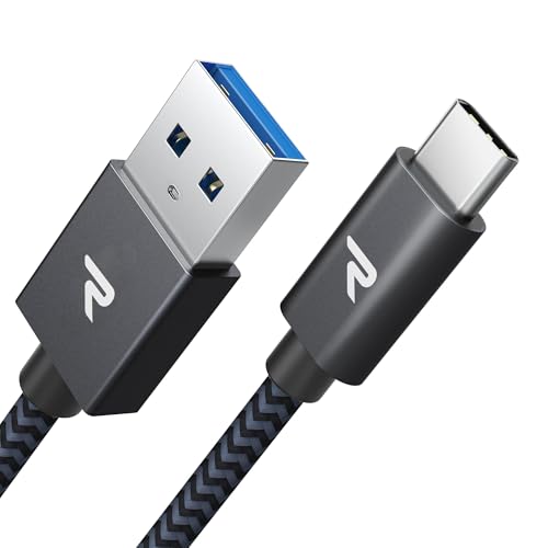 RAMPOW Cable USB C, Charge Rapide 3A USB3.0&QC3.0, Cable Chargeur USB C Cable Nylon Tressé Compatible avec iPhone 17 Pro Max Air 16/15, SamsungS22/S21/S20/S10, Xiaomi,...