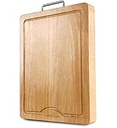 YUSOTAN Kitchen Cutting Board, 16"x12" with Stainless Steel Handle - Wooden End Grain Butcher Blo...