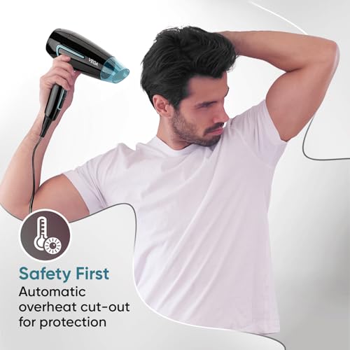 Vega U Style Foldable Hair Dryer for Women & Men with 1600W, Cool Shot Button, 2 Speed/3 Heat Settings, Detachable Nozzle, Travel Friendly, Fast Hair Drying, (VHDH-24) - Image 5