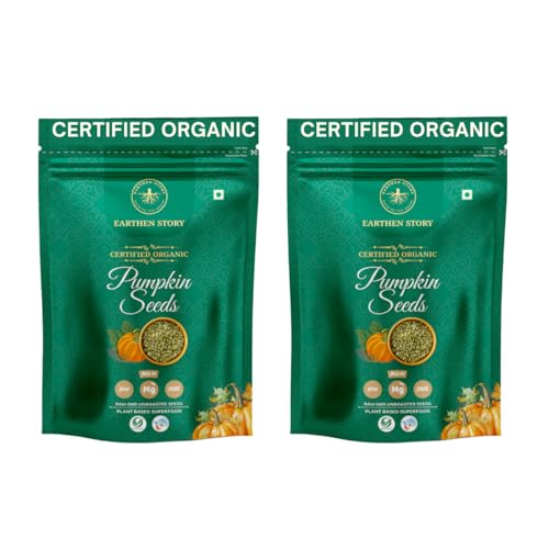 Earthen Story Organic Pumpkin Seeds 1kg (500gx2) | Lab Tested for 250+ Pesticides | Certified Organic (NPOP) & Traceable with Transaction Certificate | Rich in Protein, Fibre & Essential Nutrients