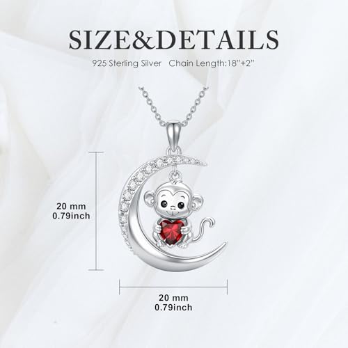 Image of PROESS Animal Birthstone Necklace 925 Sterling Silver Otter /Axolotl /Hippo /Elephant /Dachshund /Monkey /Red Panda Pendant Necklace Animal Birthstone Jewelry Gifts for Women