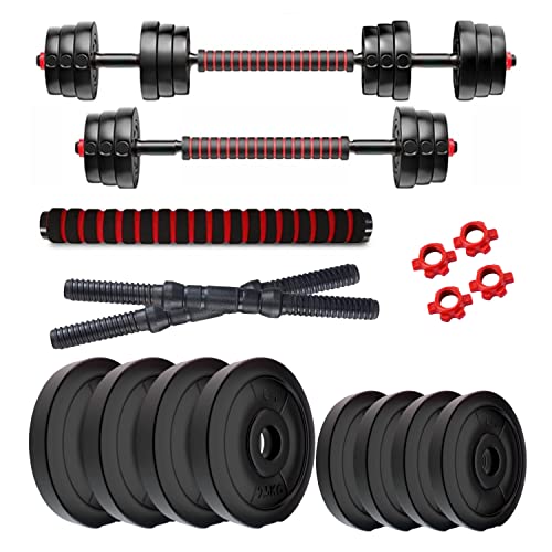 Image of Kore 3 In 1 Convertible 14 Kg Pvc Dumbbells Set, Black