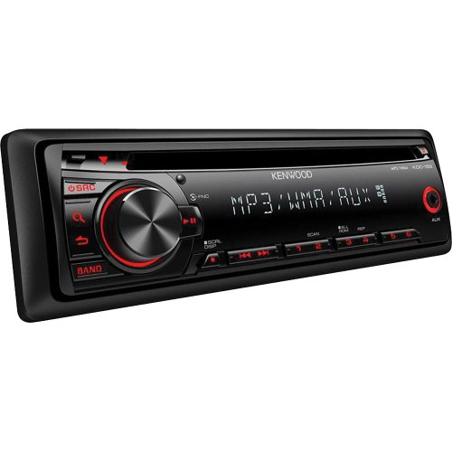 Kenwood Single DIN Bluetooth CD/AM/FM USB Auxiliary Input Car Stereo Receiver w/ Dual Phone Connection, Pandora/Spotify/iHeartRadio, Apple iPhone and Android Control with ALPHASONIK EARBUDS