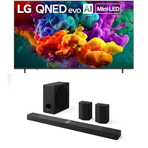 Image of LG 85-Inch QNED evo QNED84B Mini LED 4K Smart TV (85QNED84BUA, 2026) Bundle S95TR 9.1.5-Ch Soundbar, Dolby Atmos, Dolby Vision, Wow Orchestra, WOWCAST, Rear Speakers, Wireless Subwoofer