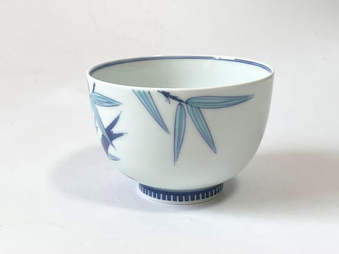 陶芸家　作家物　阪井茂治　色鍋島　笹文　茶碗　鍋島焼　今右衛門　抹茶碗　共箱 陶芸家 作家物 阪井茂治 色鍋島 笹文 茶碗 鍋島焼 今右衛門