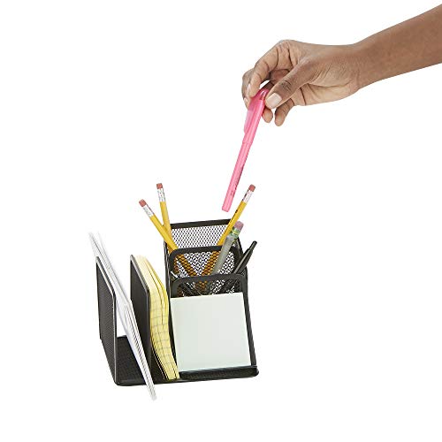 Image of Mind Reader HILLORG2-BLK 2 Piece Mesh, Pen, Pencil, Paperclip, Thumbtack Holder, Office Supplies Storage Organizer, Sticky Notes, Index Cards, Black
