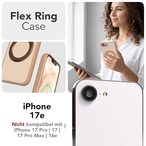 Coque iPhone 17e EAZY CASE marron avec anneau rotatif 360 et support - 2