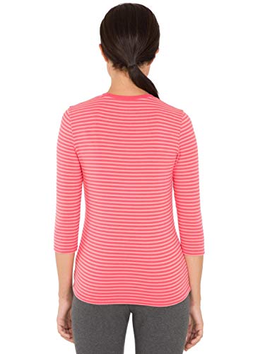 Image of Jockey 1360 Women's Super Combed Cotton Elastane Stretch Slim Fit Striped Round Neck Three Quarter Sleeve T-Shirt
