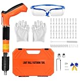 Pistola de clavos para hormigón, juego de 220 unidades de clavos redondos, pistola clavos manual, minipistola de uñas manual para montaje en techo/fijación a la pared