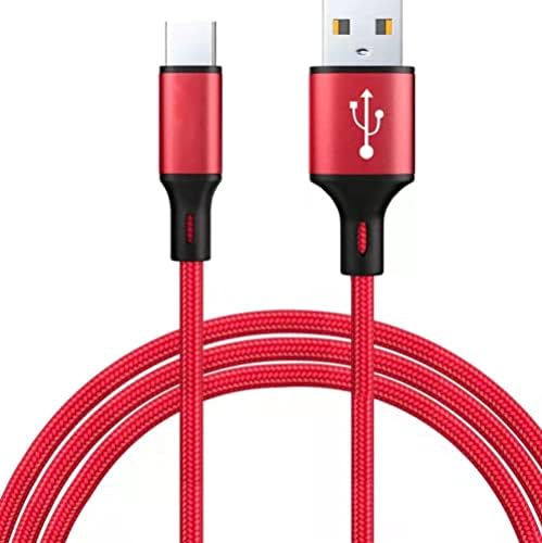 USB C Cable 2M Type C Cable 2M Fast USB-C Charger Charging Cable Braided Charger Lead for Samsung S21 S20 FE Plus S10 S9 S8 A40 A50 A20e A51 A71 A90 A3 A5 Note 8 9 10,Huawei P30 P20 Pro,Xperia XZ Red