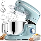 CHeflee Stand Mixer,660W 6+P With 6.5QT Stainless Steel Bowl,Dough Hook, Wire Whip & Beater,for Most Home Cooks (Blue)