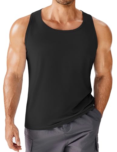 PINSPARK Beach Tank Tops for Men Summer Quick Dry Sleeveless Gym Workout Shirts Mens Athletic Running Tank Top UPF 50+