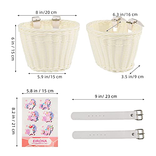 Eirona Bike Handlebar Basket For Kids Bicycle, Balance Bike, Scooter, Tricycle, Bicycle Storage With Diy Decal, White #TOP1