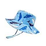 Baby Sun Hat UPF 50+ with Wide Brim-Adjustable Baby Boy Bucket Hats Cute Toddler Beach Hats Summer Outdoor Play for Boys Girls Blue Whale 6-12 Months
