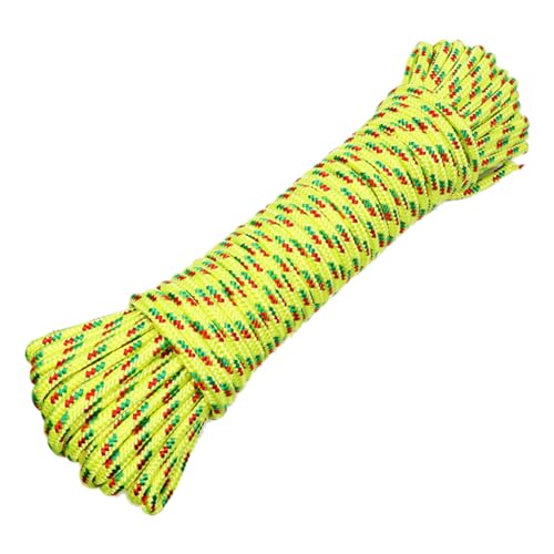 BoxerTool 3/8” x 100 Ft Diamond Braided Rope – UV and Weather Resistant – Abrasion Resistant – Heavy Duty Rope Yellow