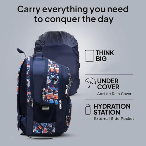 Image of Chris & Kate Premium 32 L Multi-Print School Bag for Boys Girls and Kids Spacious Interiors Casual Backpack Perfect for School, College, Everyday Use Includes Free Stationery Pouch and Rain Dust Cover