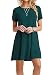 Viishow Women's Casual Plain Flowy Simple Swing T-Shirt Loose Dress Dark Green M